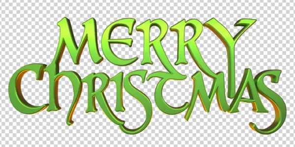Green 3D Merry Christmas Text PNG Transparent Background