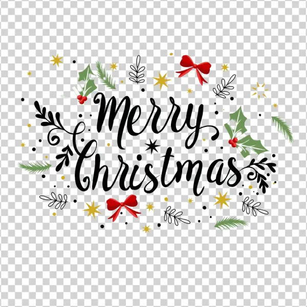 Merry Christmas Lettering with Festive Elements PNG