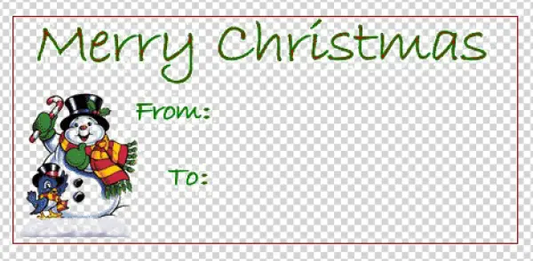 Merry Christmas Snowman Gift Tag PNG Transparent Background