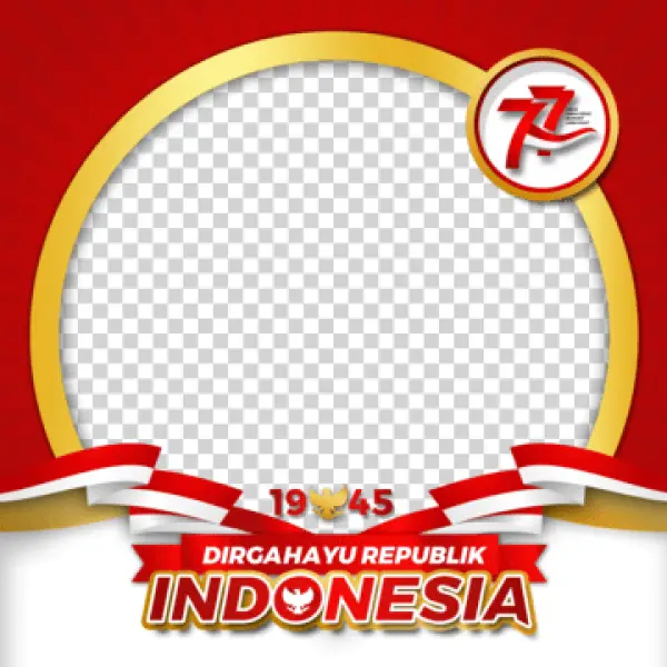 Indonesian Independence Day 77th Anniversary Twibbon Frame PNG
