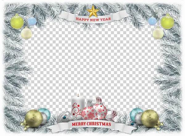 Frosted Christmas New Year Frame PNG