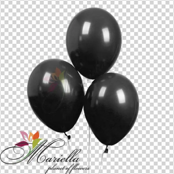 Three Shiny Black Balloons PNG Transparent Background