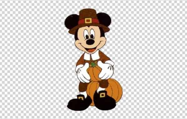Mickey Mouse Pilgrim with Pumpkins PNG Transparent Background