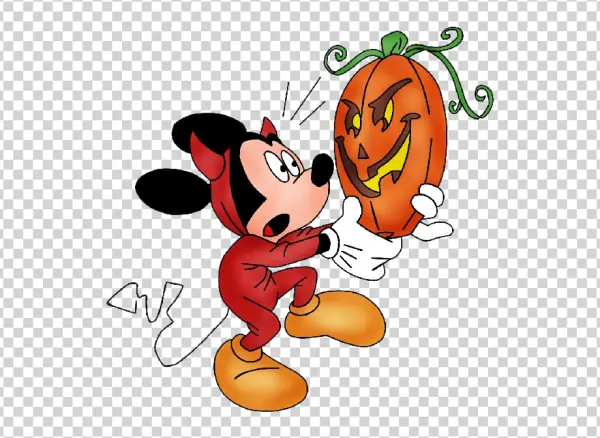 Mickey Mouse Devil Costume with Halloween Pumpkin PNG