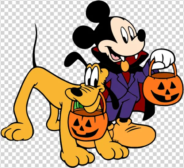 Mickey Mouse and Pluto Halloween Trick or Treat PNG