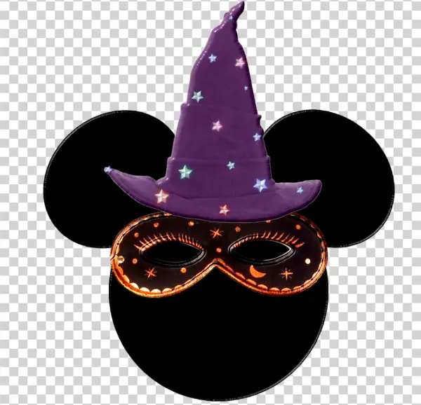 Sparkling Witch Hat and Masquerade Mask PNG