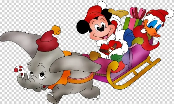 Dumbo Mickey Donald Christmas Sleigh Transparent PNG