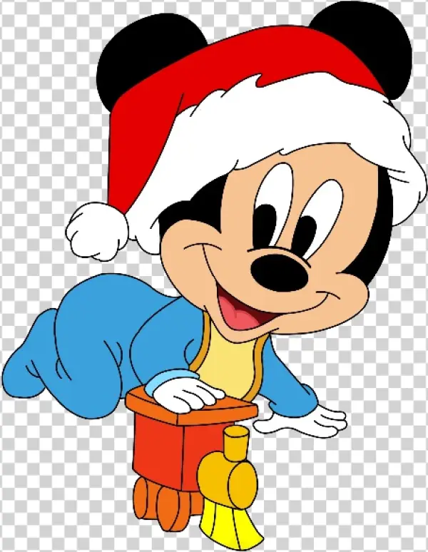 Baby Mickey Mouse Christmas Train PNG Transparent Background