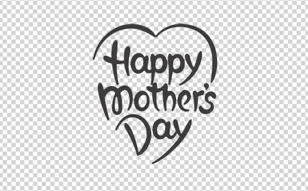 Happy Mother's Day Heart Text PNG Transparent