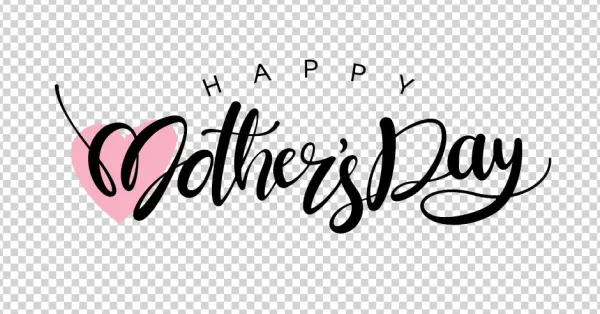 Happy Mother's Day Pink Heart Script PNG Transparent