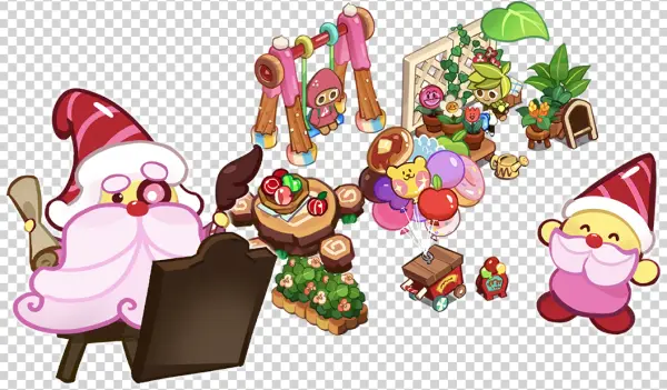 Cute Cartoon Characters and Whimsical Garden Elements PNG