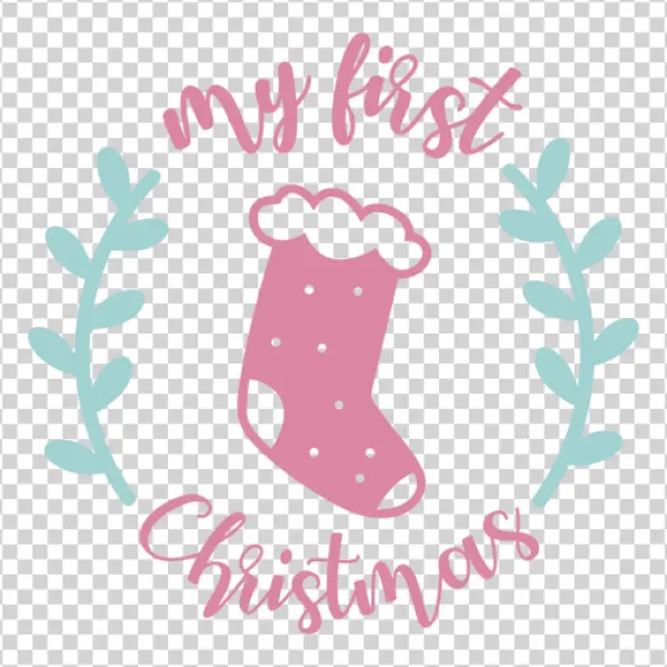 My First Christmas Stocking Wreath PNG