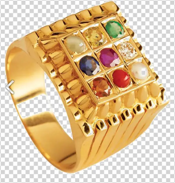 Gold Navaratna Gemstone Ring PNG Transparent