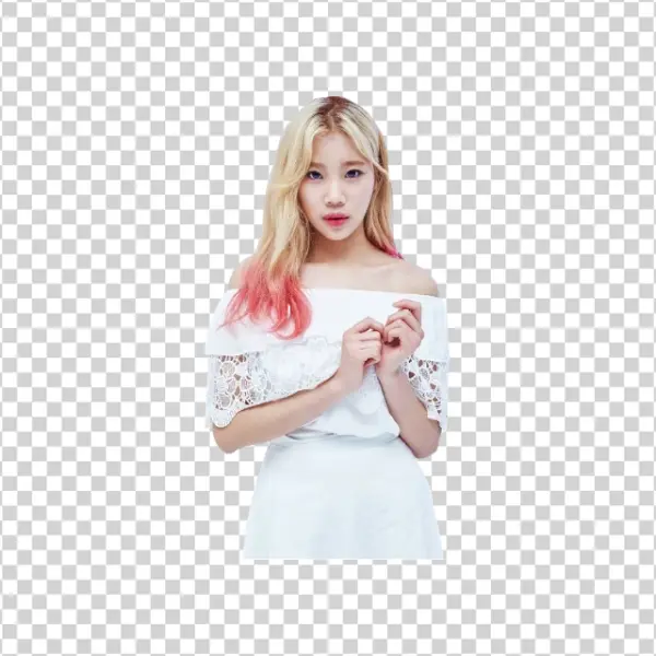 Young Woman in White Off-Shoulder Dress PNG