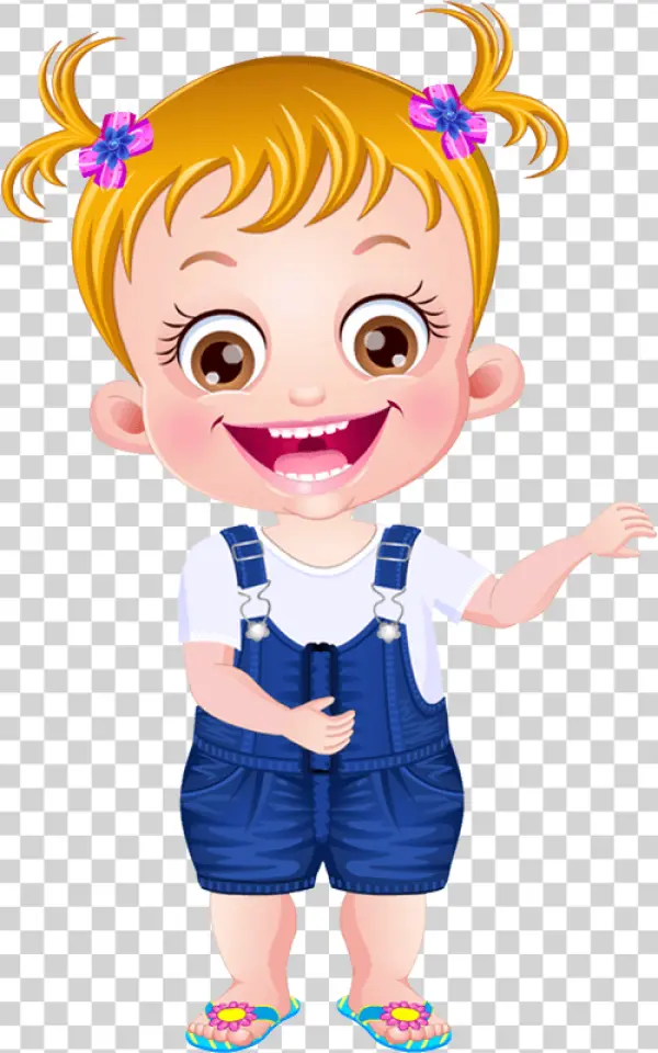 Smiling Baby Girl Cartoon PNG Transparent