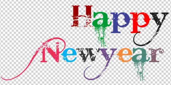 Happy New Year Colorful Distressed Text PNG