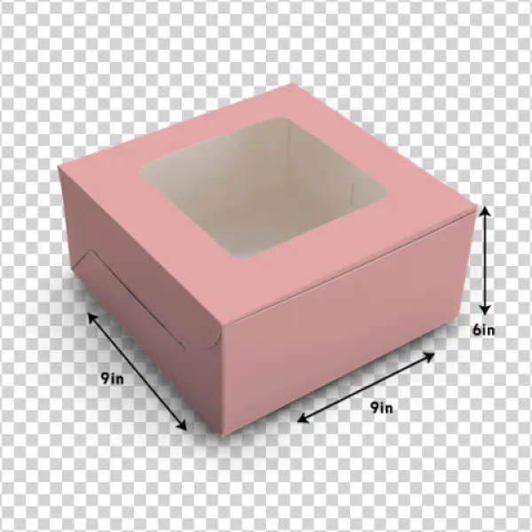 Pink Bakery Box with Window PNG Transparent Background