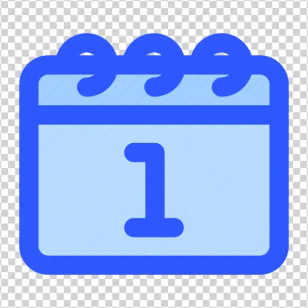 Blue Calendar Icon Showing Date 1