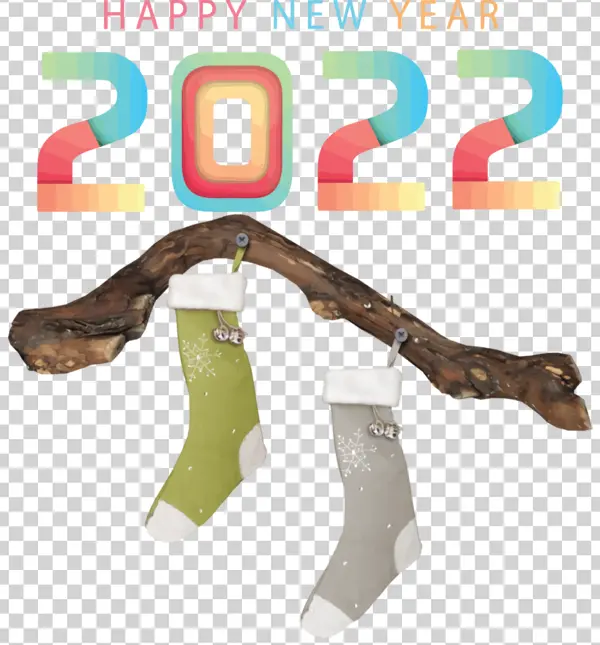 Happy New Year 2022 with Holiday Stockings PNG