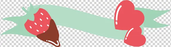 Cute Strawberry and Hearts Banner PNG Transparent Background