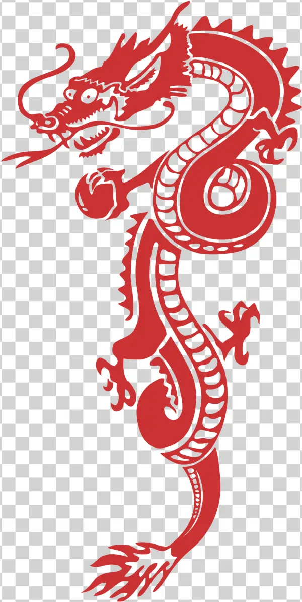 Red Chinese Dragon PNG Transparent Background