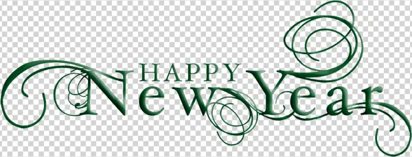 Happy New Year Green Text PNG Transparent