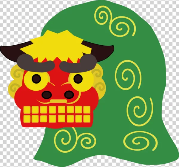Japanese Shishi Lion Dance Mask PNG