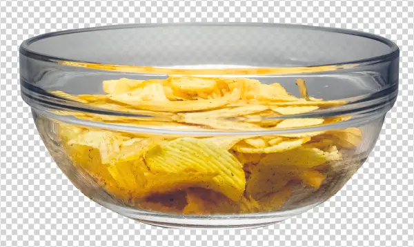 Potato Chips in Glass Bowl PNG Transparent Background