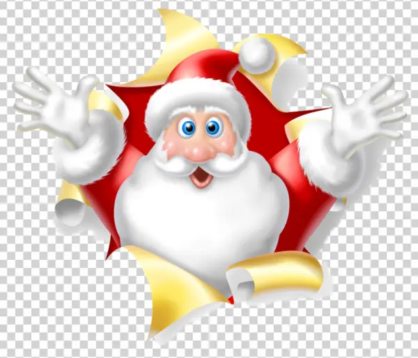 Cheerful Santa Claus Bursting Out PNG