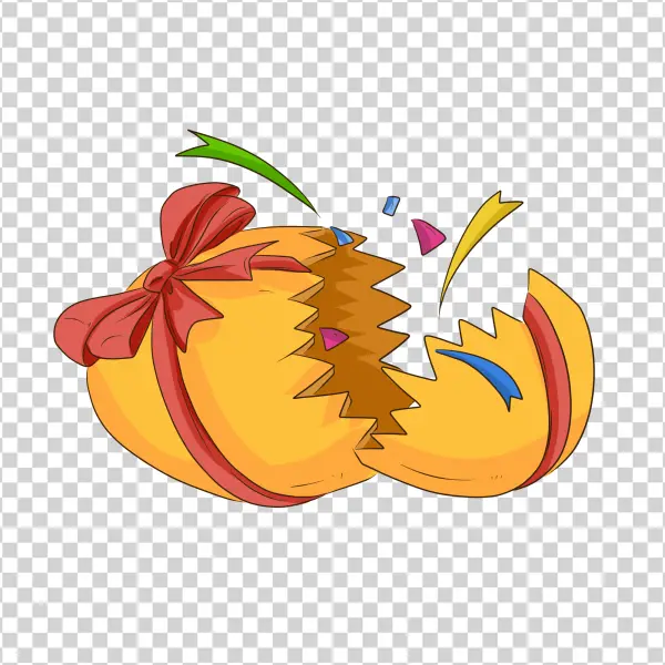 Cracked Easter Egg with Bow and Confetti PNG