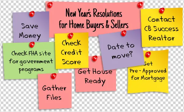 New Year's Resolutions for Home Buyers & Sellers Sticky Notes PNG