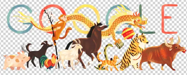 Chinese Zodiac Animals Google Doodle PNG