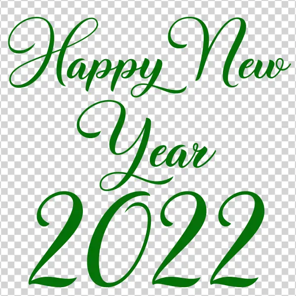 Happy New Year 2022 Green Script PNG Transparent Background