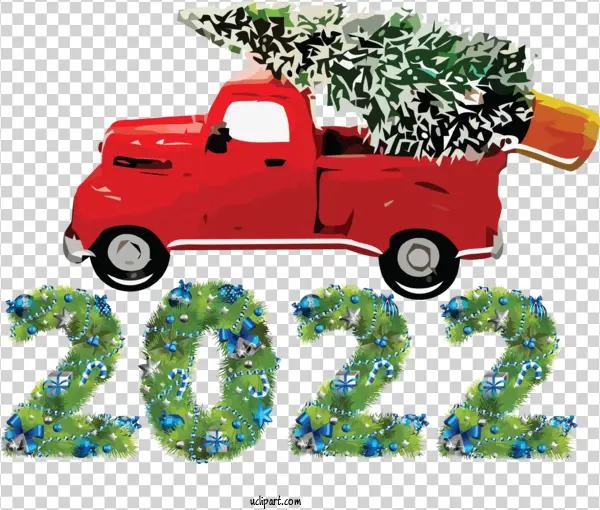 Red Christmas Truck 2022 with Tree PNG