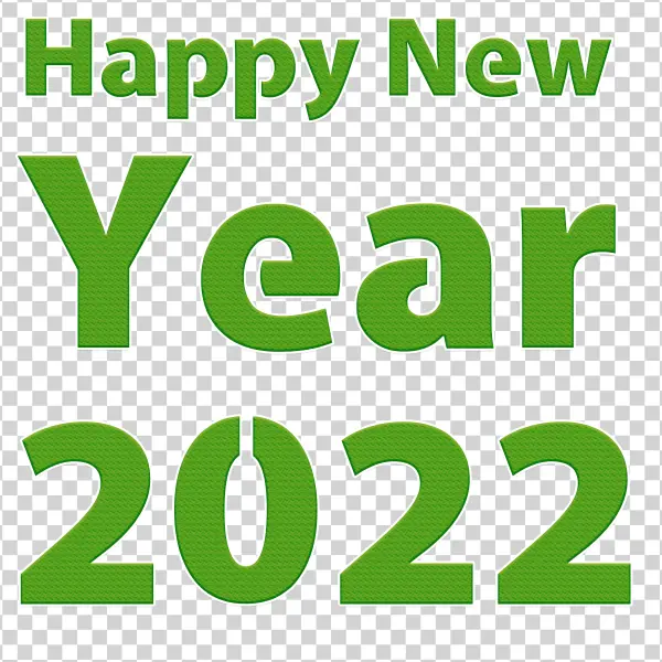 Happy New Year 2022 Green Text PNG