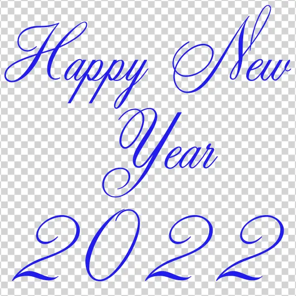 Happy New Year 2022 Blue Cursive Text PNG