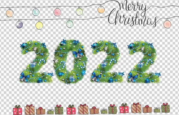 Christmas 2022 Garland Numbers with Lights and Gifts PNG