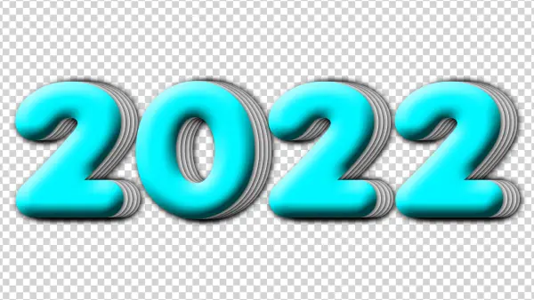 2022 Turquoise 3D Text Transparent Background