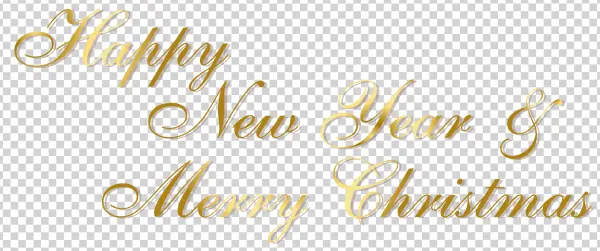 Golden Happy New Year Merry Christmas Text PNG
