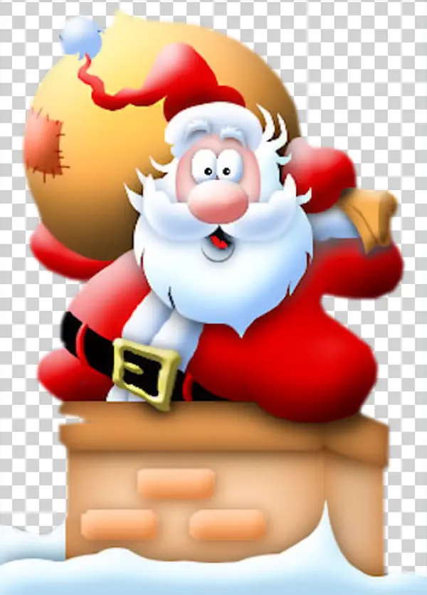 Cartoon Santa Claus in Chimney PNG Transparent Background