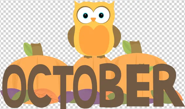 October Owl and Pumpkins Fall Design PNG
