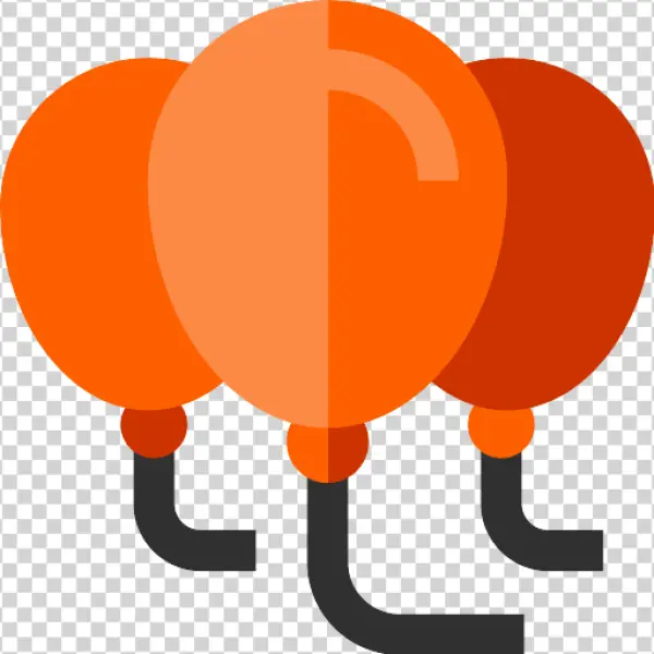 Three Orange Balloons PNG Transparent Background