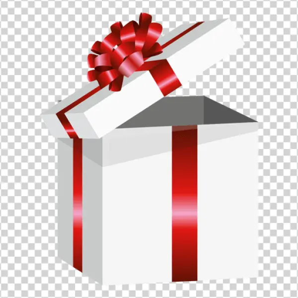 Open White Gift Box with Red Bow PNG