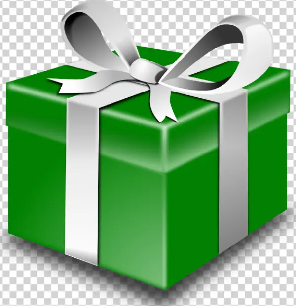 Green Gift Box with White Ribbon PNG Transparent Background
