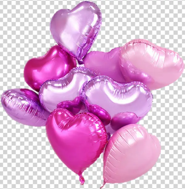 Pink and Purple Heart Balloons PNG Transparent Background