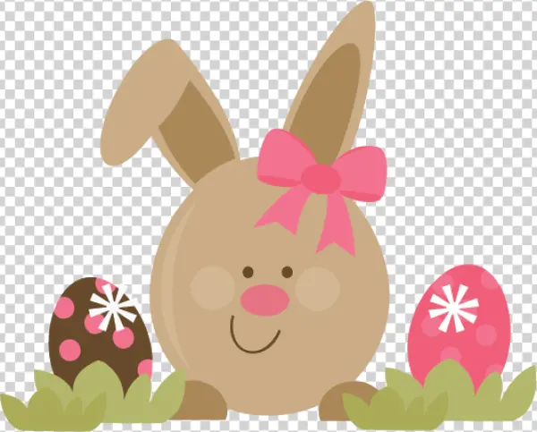 Cute Easter Bunny with Eggs PNG Transparent Background