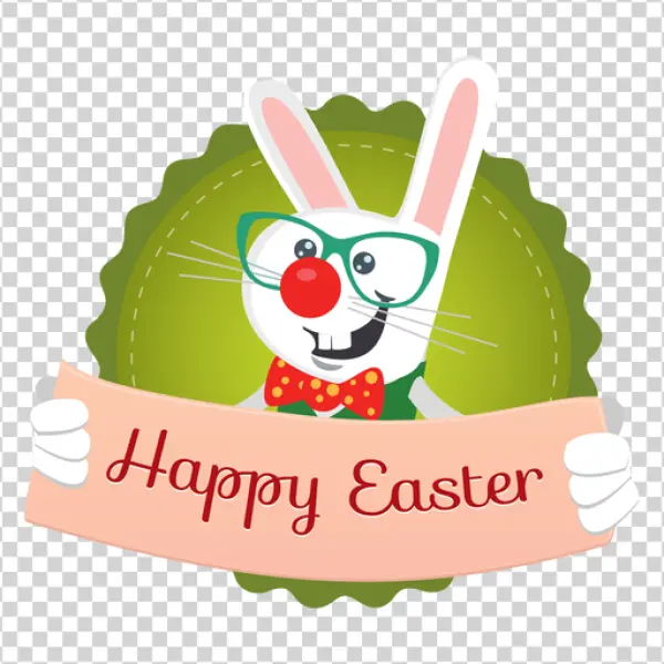 Happy Easter Bunny with Banner PNG