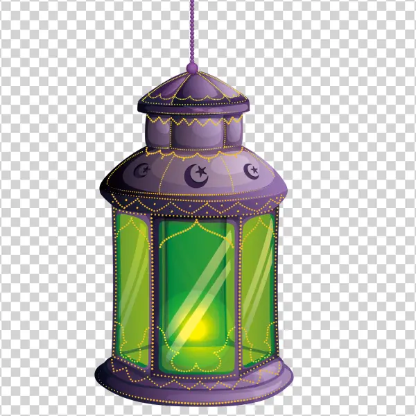 Ramadan Lantern with Crescent Moon and Star PNG
