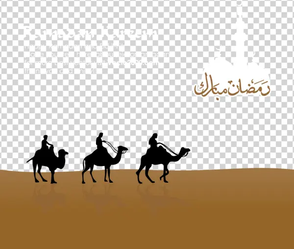 Ramadan Mubarak Camel Riders Silhouette PNG