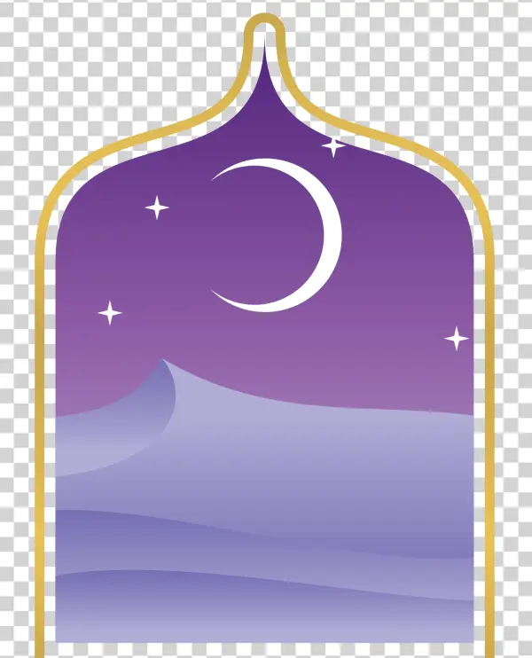 Islamic Arch Desert Night Scene PNG